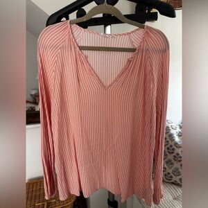 Striped Coral GAP Long Sleeve Blouse - maternity size medium